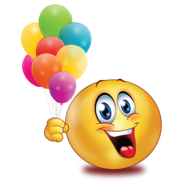 happy with balloons