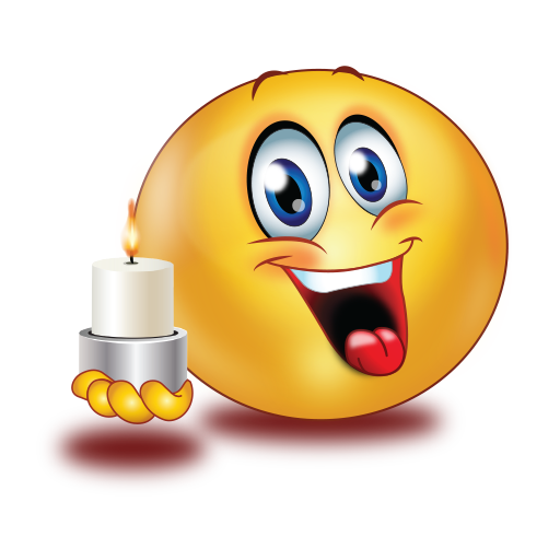 Happy Big Smile Holding Candle Emoji