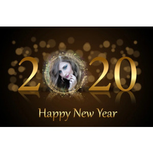 Happy New Year 2020 Golden Clock photo effect
