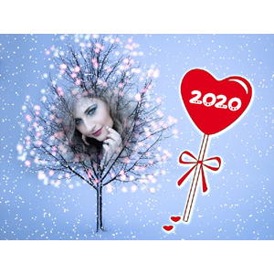 Happy New Year 2020 Light Tree photo effect