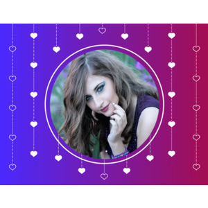 Image Your Lover On A Blue Circle And Small Hearts photo effect