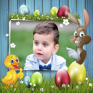 Picture Of Your Child On The Card And Cartoon Duck photo effect