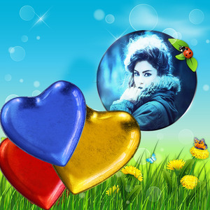 Your Photo On A Colorful Hearts And Bubble photo effect