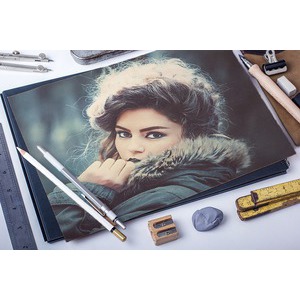Your Photo On Paper And Drawing Tools photo effect