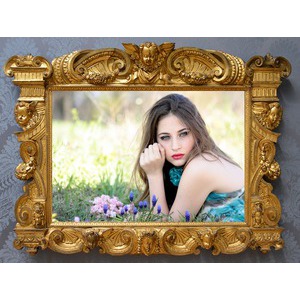 Your Picture On A Frame Golden Old photo effect