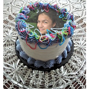 Your Picture On The Cake With Colored Stripes photo effect