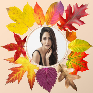 Your_picture_on_the_colorful_fall_leaves photo effect