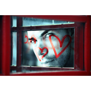 Your Picture On The Glass And Hearts photo effect