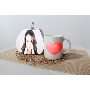 Your Picture On The Tray Beside The Cup And The Heart photo effect
