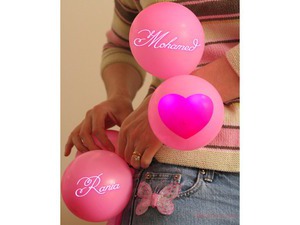 Your name and your lover a pink balloons