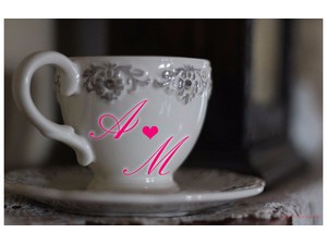 Your lover's name on the silver ceramic cup