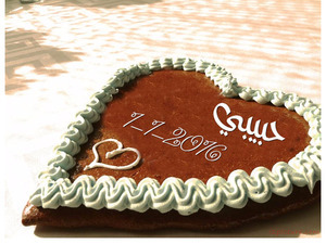 Your lover's name on a heart-shaped cake