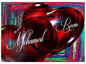 My name and my love to the hearts of the background of colored lines