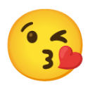 Face Throwing A Kiss u1f618 Icon 128 x 128