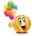 happy with balloons