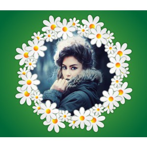 Your Photo On Flowers And Green Background photo effect