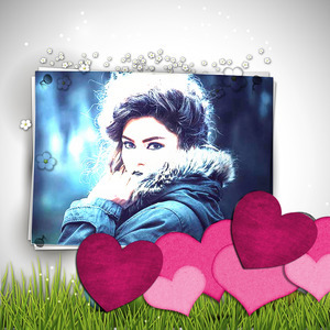 Your Picture On The Card And Hearts photo effect