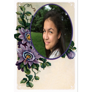 Your_picture_on_the_frame_and_purple_flowers photo effect