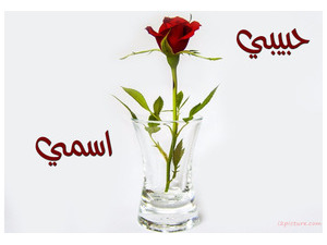 Your lover's name on the vase with a white background