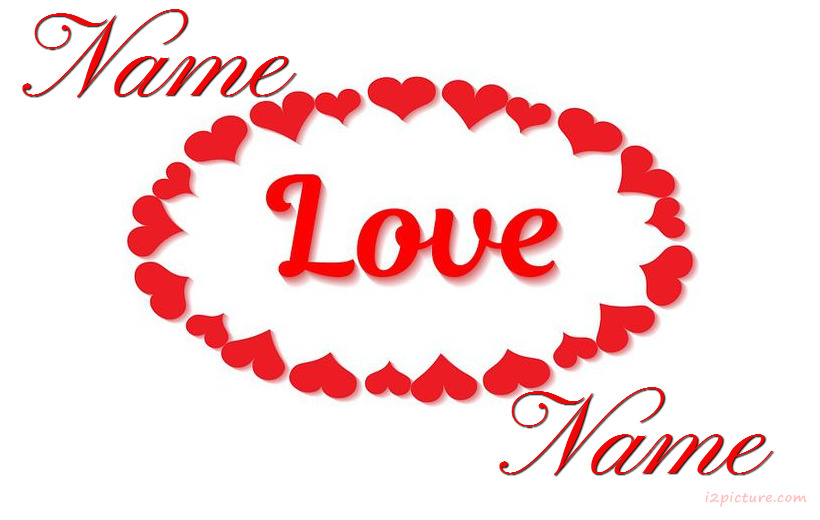 Your Name On The Hearts Around The Word Of Love Postcard