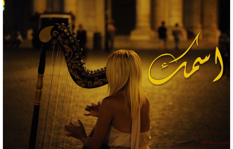 Girl Playing A Harp Postcard