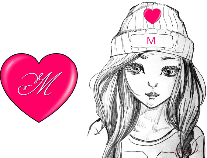 Cute Girl Pink Heart Postcard