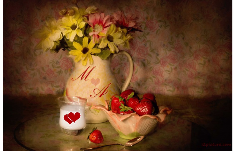 Vase Strawberry Milk Postcard