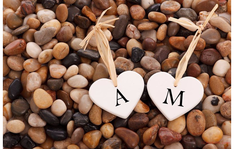 Your Name And Your Lover Are On Hearts On Small Pebbles Postcard