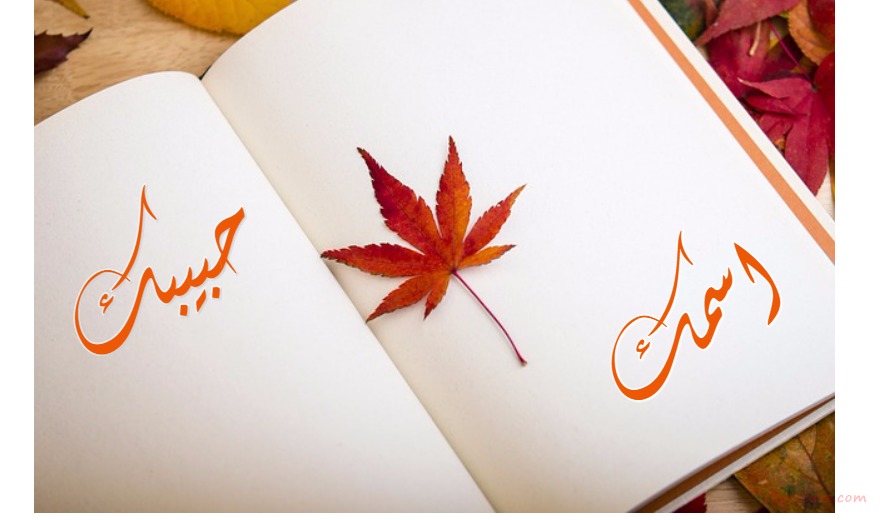 Your Name And Your Lover On A Book With A Leaf Postcard