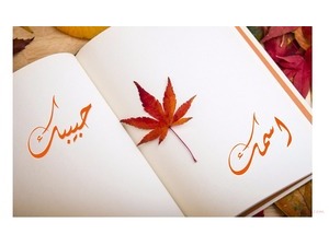Your name and your lover on a book with a leaf