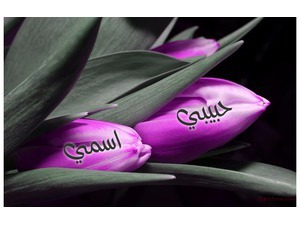 Type your lover on a gray and purple flowers