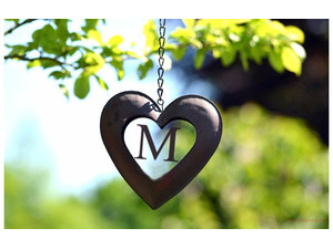 Your lover's name on the heart hanging metal
