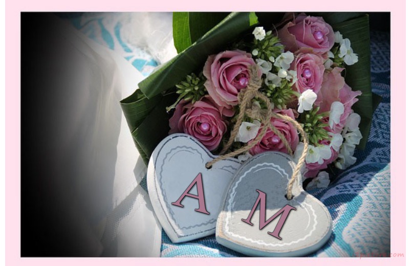 Your Name And Your Lover On The Hearts And Flowers Postcard