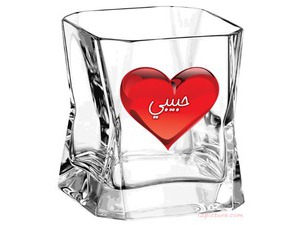 glass cup red heart