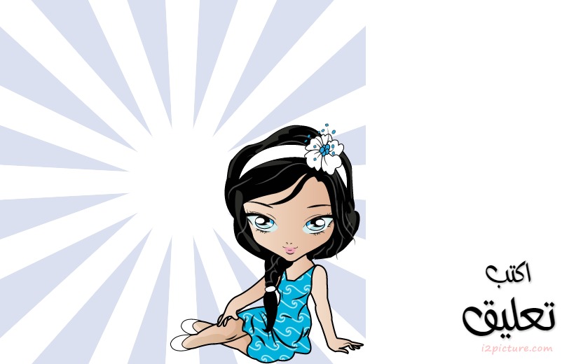 Manga Girl   Blue Dress   Lines Postcard