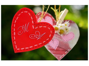 Your lover's name on the red heart hanging on the tree