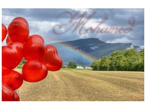 Type your lover's name on the rainbow and red balloons