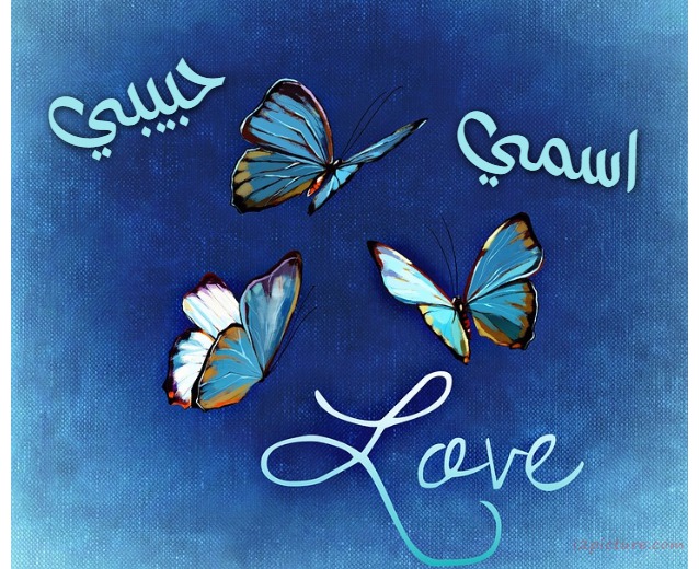Your Lover's Name On A Blue Background Butterflies Postcard
