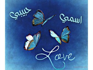 Your lover's name on a blue background Butterflies