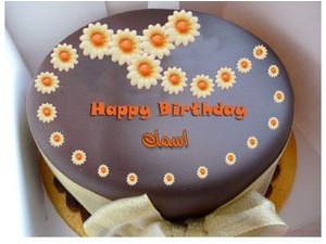 Birthday cake with orange flowers