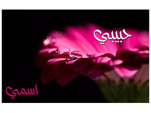 Your name on the pink flower and black background
