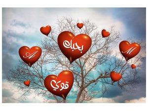 Your lover's name on the tree hearts