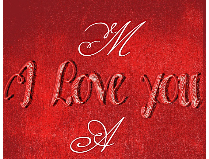 Your Name And Your Lover On The Word Love And Red Background 32 Postcard
