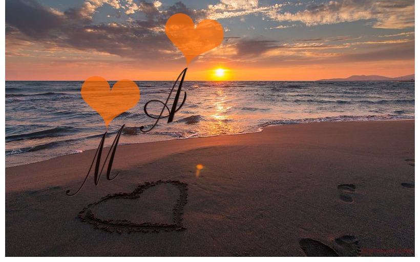 Your Lover's Name On The Heart In The Sunset Postcard