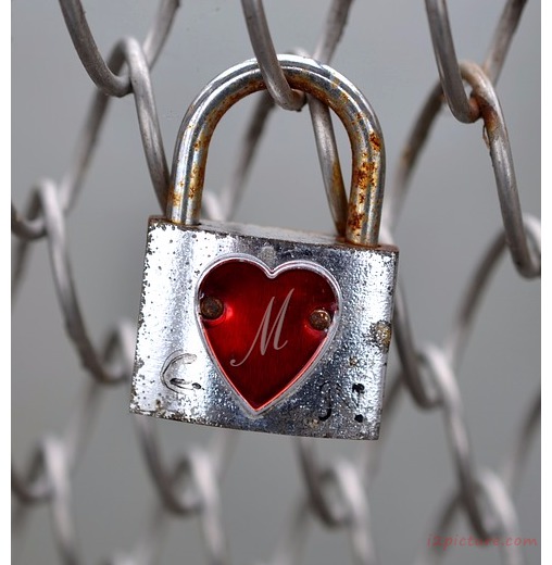 Your Lover's Name On The Lock And A Red Heart Postcard