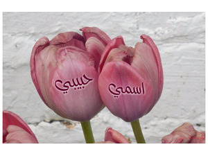 Type your lover's name on a large pink flowers