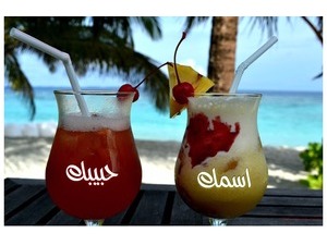 Your lover's name on the cups juice