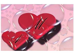 Type your lover's name on the hearts and bubbles