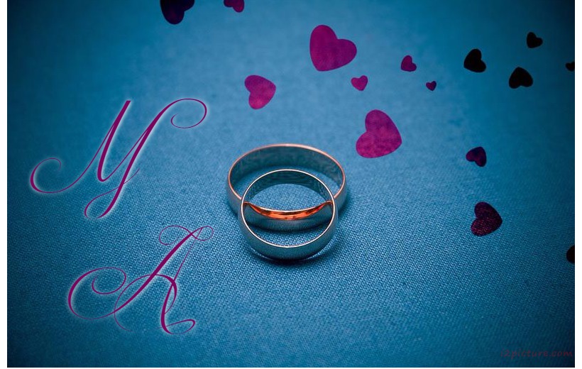 Your Lover's Name On The Marriage Blue Background Ring 4 Postcard