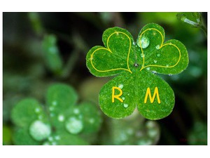 Your name and your lover on a leaf with dew drops